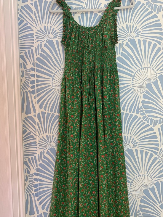 Doen Dresses & Skirts - Doen Green Floral Smocked Maxi Emmaretta Dress with Ruffle Straps Size Large